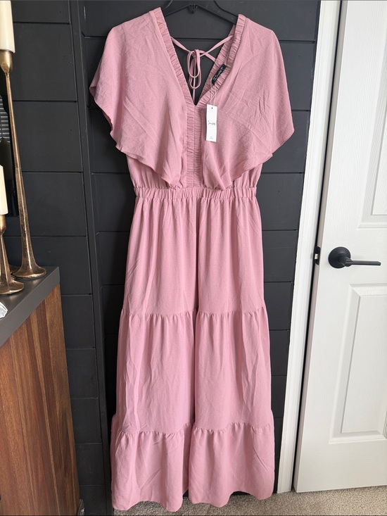 Simplee Apparel Dresses & Skirts - Simplee Apparel Dusty Rose V-Neck Tiered Maxi Dress L